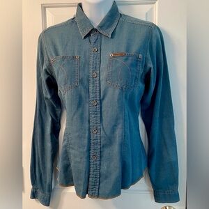 Calvin Klein Jeans Chambray Denim Shirt 👕 Petite Size Small
